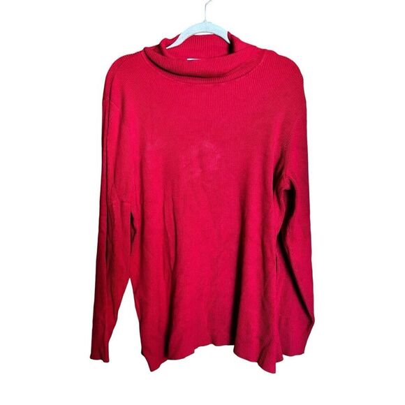 Coldwater Creek Sweater Womens 2X Red Ribbed Turtleneck Pullover Sweatshirt - Picture 1 of 9